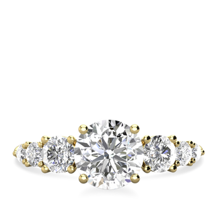 Bague de fiançailles en or jaune 14 carats avec 5 pierres en moissanite à taille ronde de 1,45 ct 