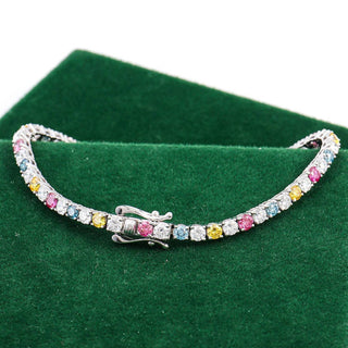 Multi Color Round Cut Tennis Bracelet , Simulated Diamond Bracelet, Women's Bracelet, Anniversary Gifts for Her - ELITE CARAT