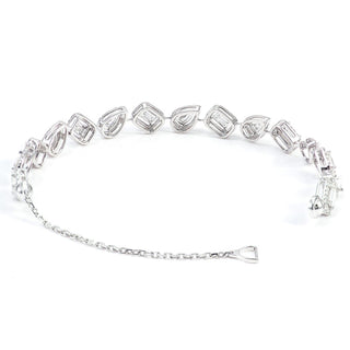 Stunning Distance Tennis Bracelet - Pear & Emerald Cut Moissanite Halo 925 Silver - Perfect Wedding Accessory - ELITE CARAT