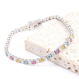 Multi Color Round Cut Tennis Bracelet , Simulated Diamond Bracelet, Women's Bracelet, Anniversary Gifts for Her - ELITE CARAT