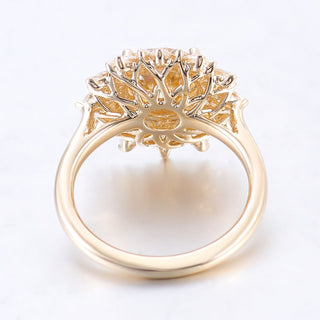 Vintage Style Cluster Halo Ring, 2.60 TCW Round Cut Moissanite Engagement Ring, Floral Style Marquise Cut Wedding Ring,