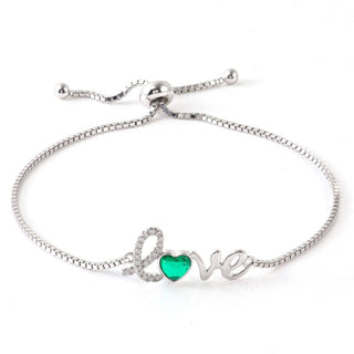 Valentine's Day Present Heart Emerald Jewelry Bracelet, 925 Sterling Silver Love Bracelet Birthday Gift for Women - ELITE CARAT