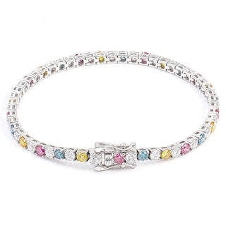 Multi Color Round Cut Tennis Bracelet , Simulated Diamond Bracelet, Women's Bracelet, Anniversary Gifts for Her - ELITE CARAT