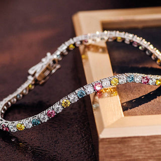 Multi Color Round Cut Tennis Bracelet , Simulated Diamond Bracelet, Women's Bracelet, Anniversary Gifts for Her - ELITE CARAT